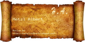 Hetzl Albert névjegykártya
